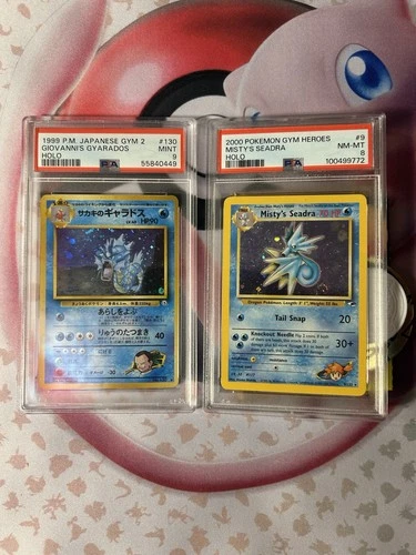Giovanni's Gyarados Mint 9 Jp And English Misty’s Seadra PSA 8 SwirL 🌊Vintage🌊