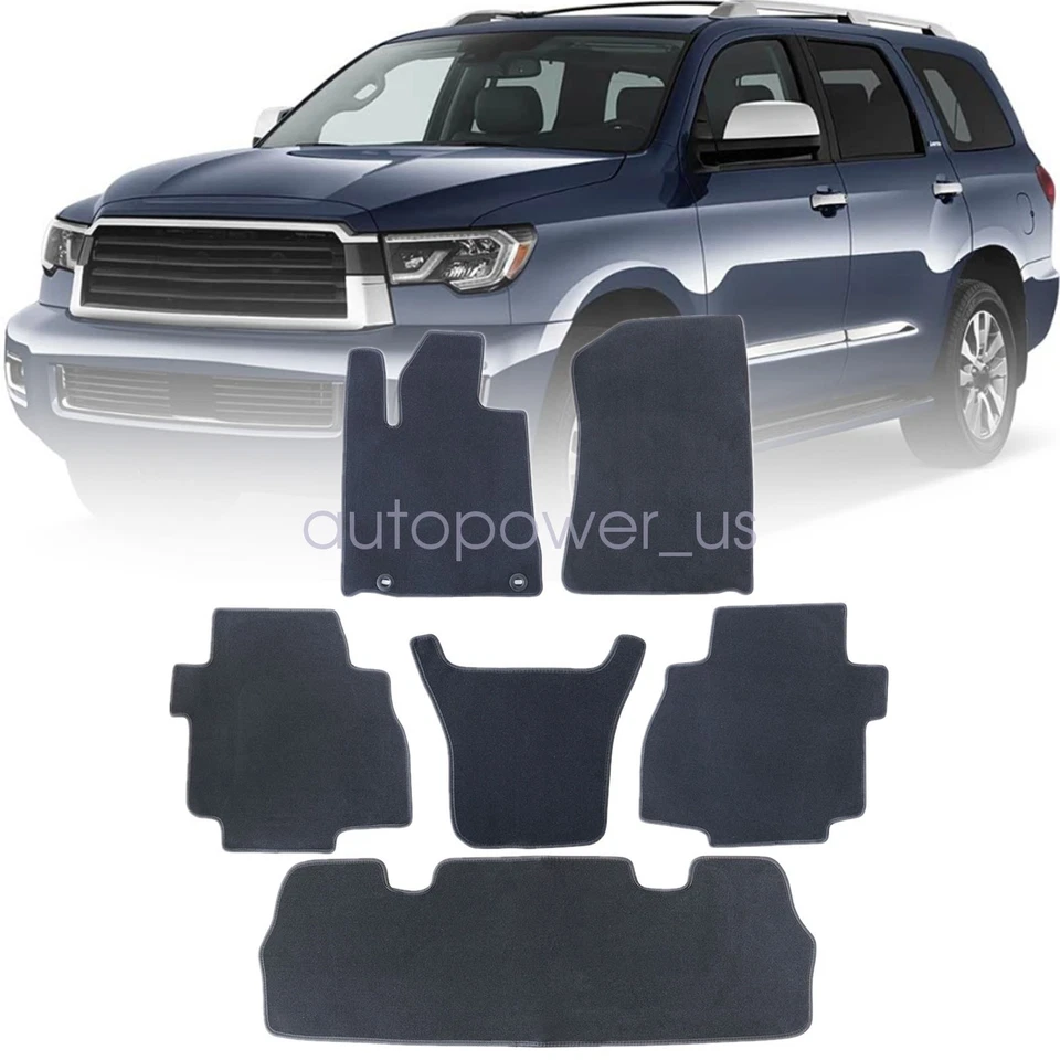 New Fits 2008-2022 Toyota Sequoia Front Rear Floor Mats Carpet Waterproof Velour - Image 2 of 4