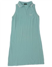 Fred Perry Womens Sleeveless Polo Dress UK 12 Medium Turquoise Cotton SO11
