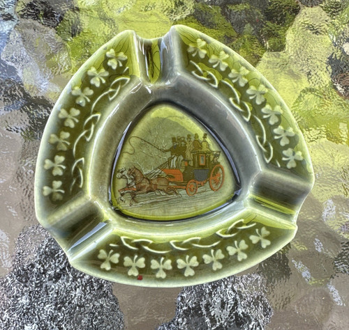 Clover Ireland Green Triangular Ceramic Ashtray Stagecoach Design