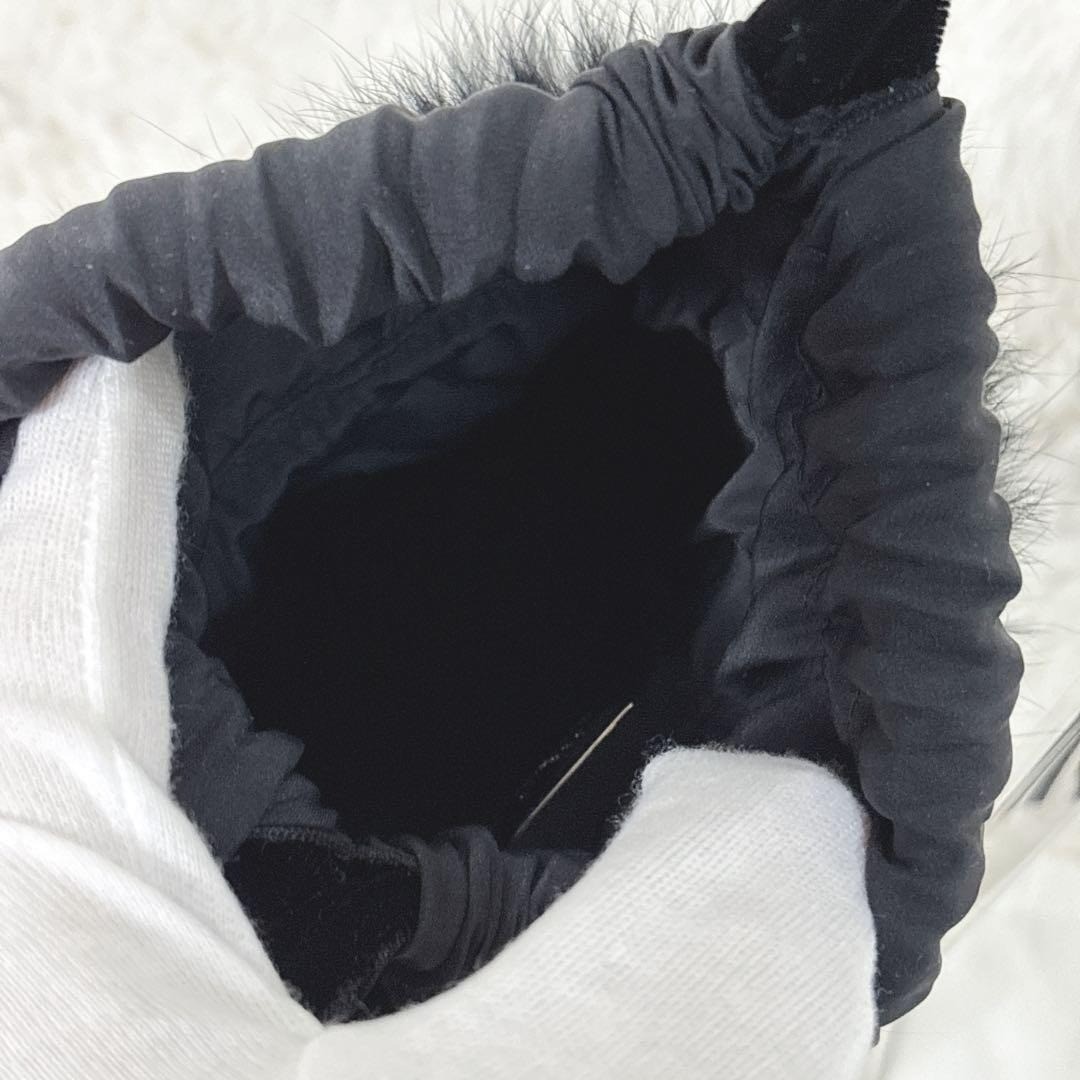 Moschino Black Fur Drawstring Pouch Bag Rare Chic Mini Shoulder Bag Clean Auth image 6