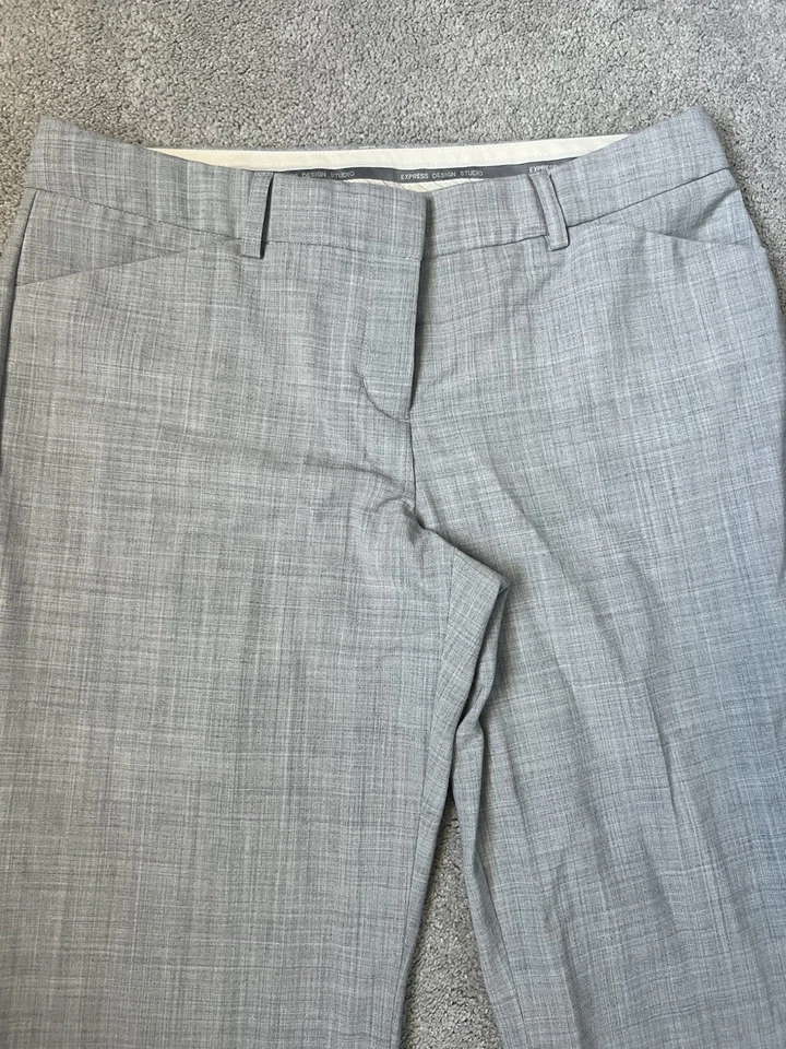 Vtg Express Design Studio Editor Women’s Pants Sz 8 Light Gray Straight Casual - Image 2 of 4
