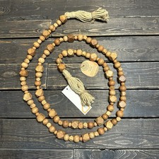80" Geometric Brown Wood Bead Garland with Tassels