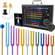 10 PCS Unweighted Tuning Fork for Healing Set, Multi-Color Chakra Tuning Forks,