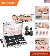 Versatile Massage Stone Set with Warmer - 20 Basalt Stones for Full Body Care