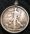 1943 Walking Liberty Half Dollar No Mint Mark Nice In Charm Holder