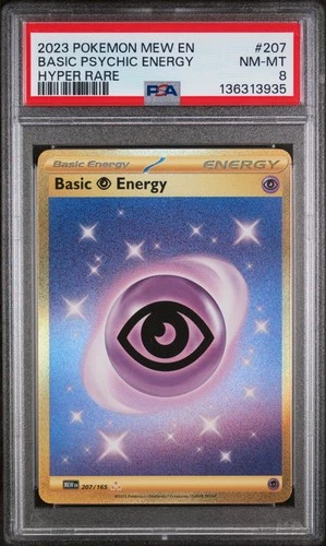 2023 POKEMON MEW EN-151 HYPER RARE #207 BASIC PSYCHIC ENERGY PSA 8