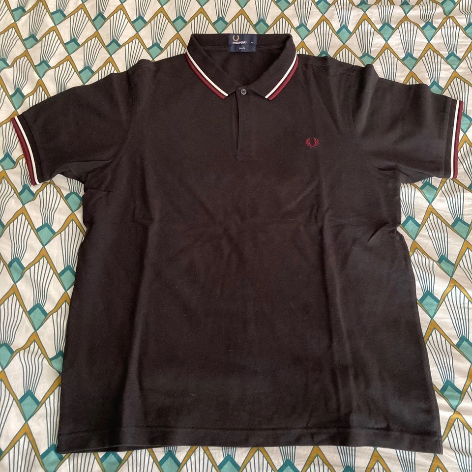 Polo FRED PERRY M3600 - Noir Blanc Bordeaux, size XL - Photo 1/4