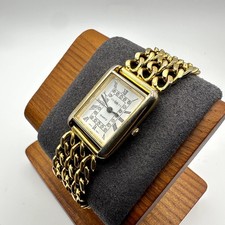 LA Express Women's Faded Gold Tone Rhinestone Roman Numeral Quartz Watch