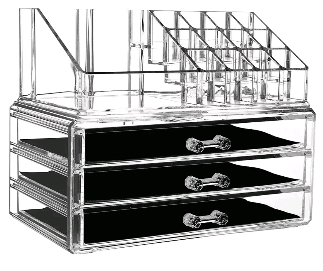 Clear Skincare Organizer for Vanity,Stackable 3 Drawers