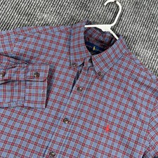 Ralph Lauren Shirt Mens Large Red Blue Plaid Long Sleeve Button Down Classic Fit