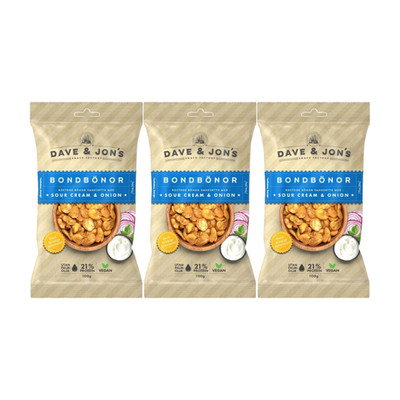 3er Pack Dave & Jon s Roasted Broad Beans Sour Cream & Onion 100g Vegan Crunch