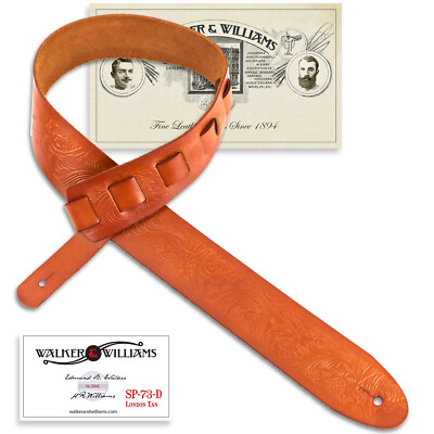 Walker & Williams SP-73 Saddle Tan Italian Leather Strap with Live Oak Tooling
