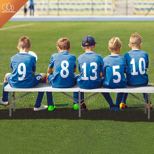 VINGLI 2 Packs 6 Feet Portable Plastic Folding Bench for Garden Soccer,White - Picture 7 of 8