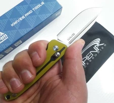 Sanrenmu 7228 Axis Lock D2 Pocket Knife Yellow G10 Small Light 2.5 oz EDC