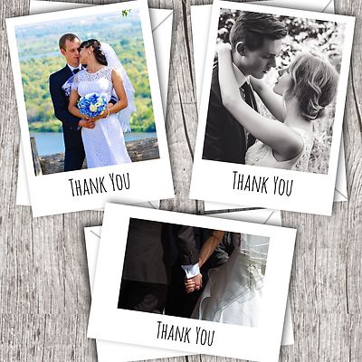 Dankeskarten Hochzeit   Ihr Foto   Personalisiert   Flach/Polaroid Stil