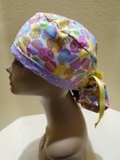 Eggs Tossed Easter Women's Ponytail Surgical Scrub Hat/Cap Handmade