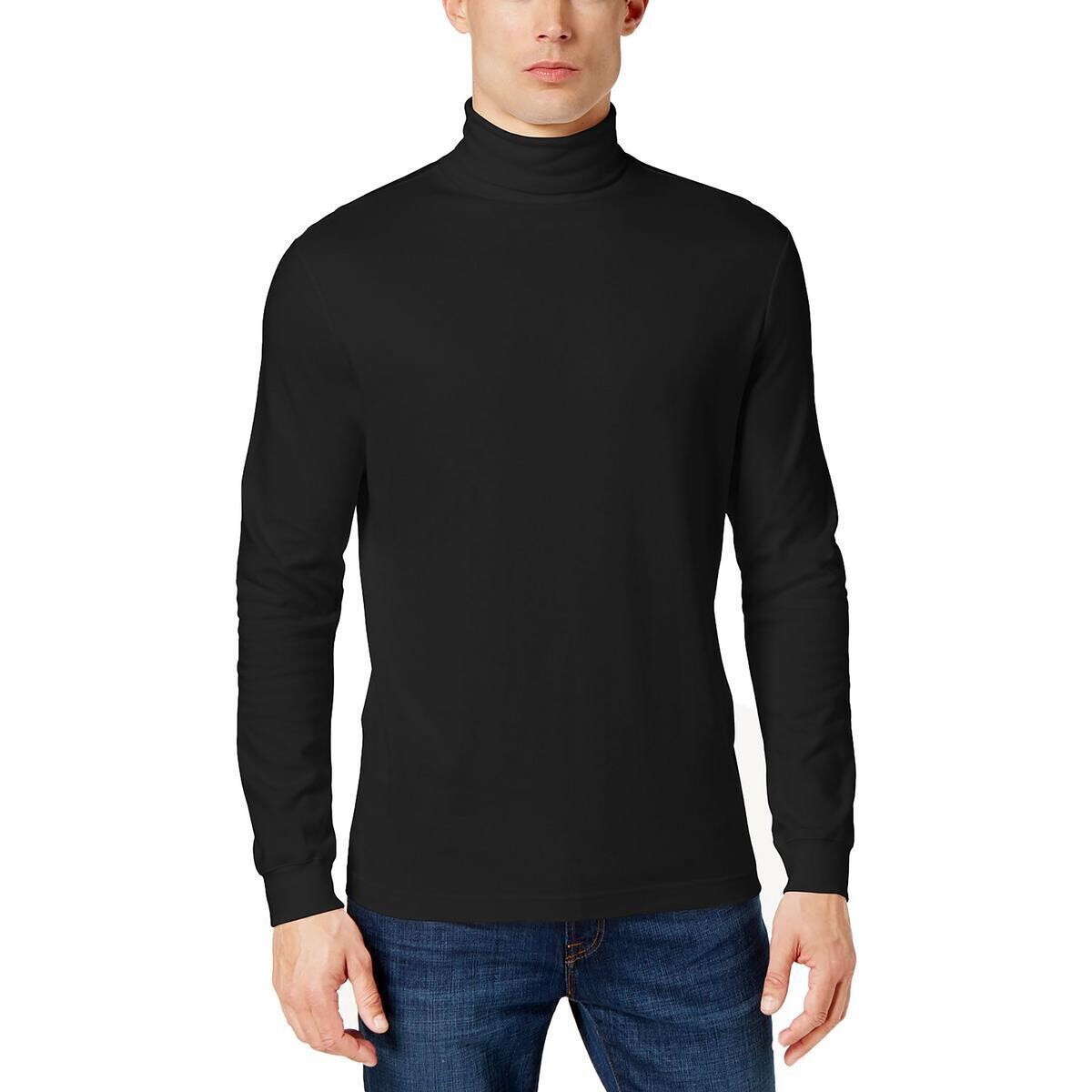 Мужская черная офисная футболка-водолазка Galaxy в рубчик черный Большой размер 4990₽