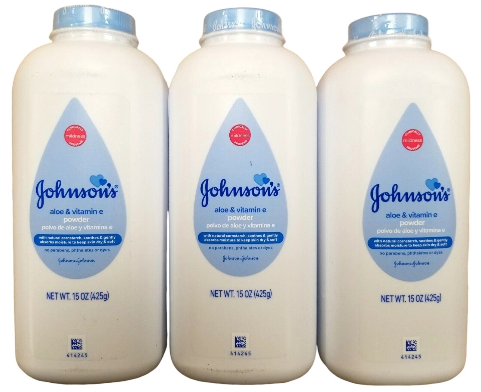 Johnson's Powder Aloe & Vitamin E 15oz ( 3 pack ) BLUE
Opens in a new window or tab