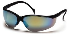Pyramex Venture 2 Safety Glasses with Black Frame and Gold Mirror Lens