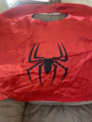 Spiderman Cape Costume Boys One Size Halloween Red & Black Superhero Drape - Image 1 of 4