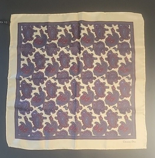 Écharpe/mouchoir de poche squre vintage homme 100 % soie Christian Dior   17