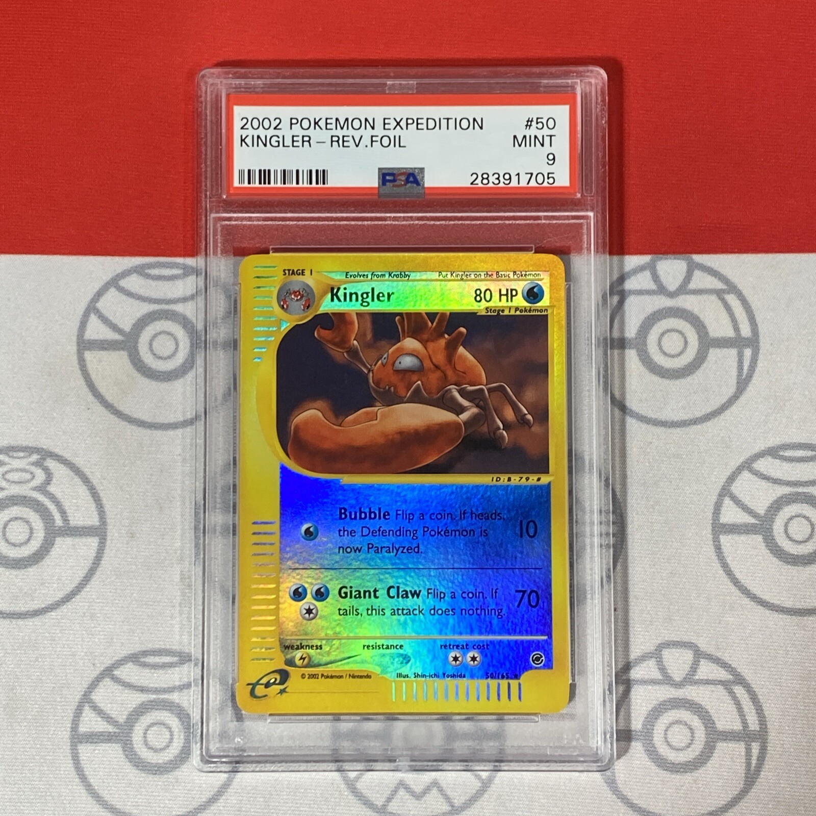 PSA 9 Kingler 50/165 Reverse Holo 2002 Pokemon Expedition 1705