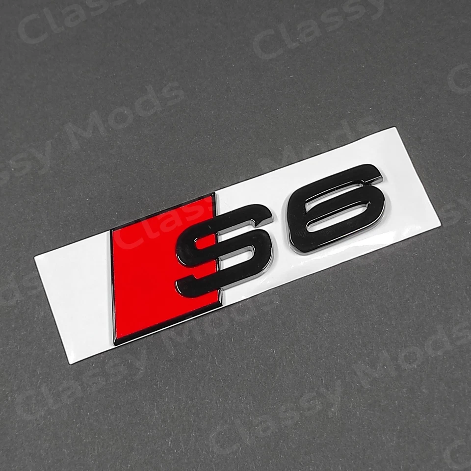 Audi S6 2012-2015 C7 Front & Rear Rings Emblem Badges SET Gloss Black V8T - Image 3 of 4