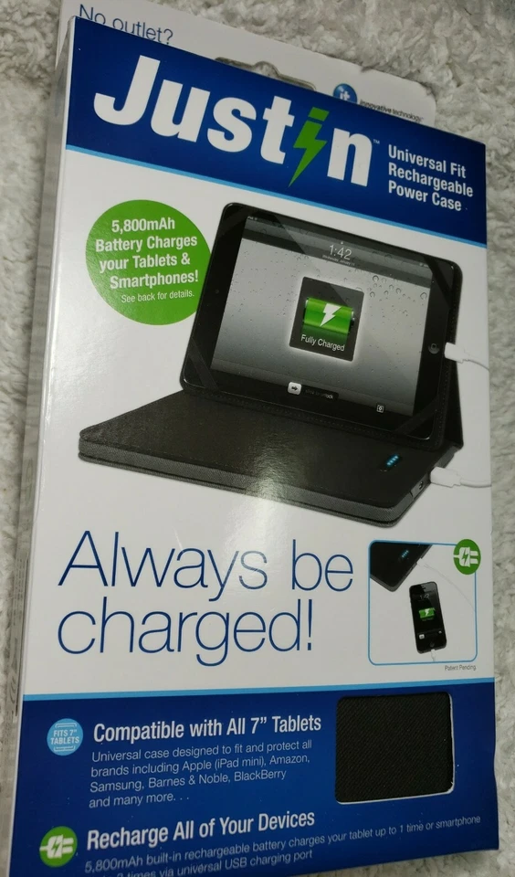 Funda Universal Justin Power Recargable Power para Tabletas de 7" Negra Foto 2 de 4