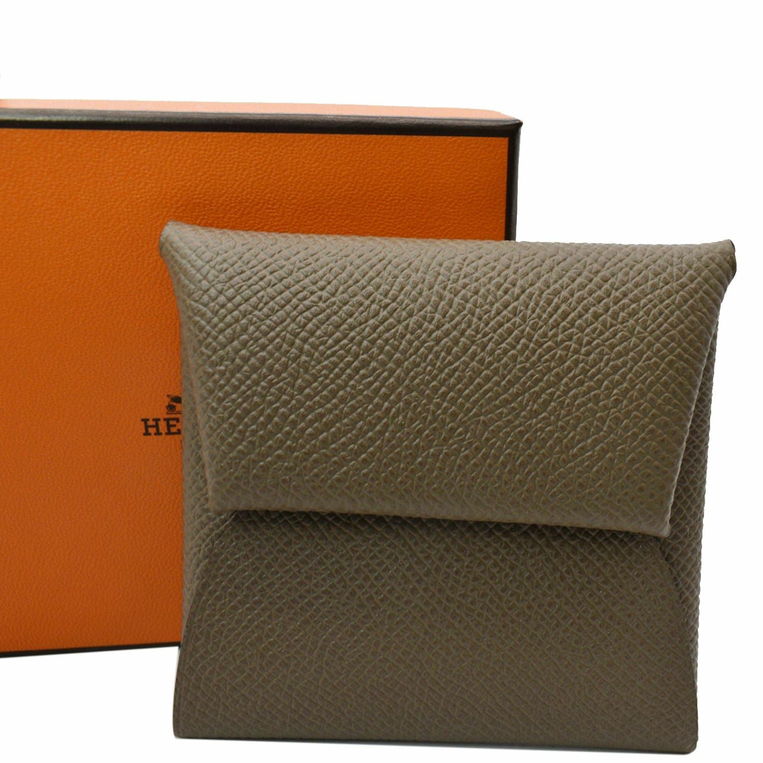 HERMES Bastia Change Purse Epsom Leather Wallet Etoupe Gem
