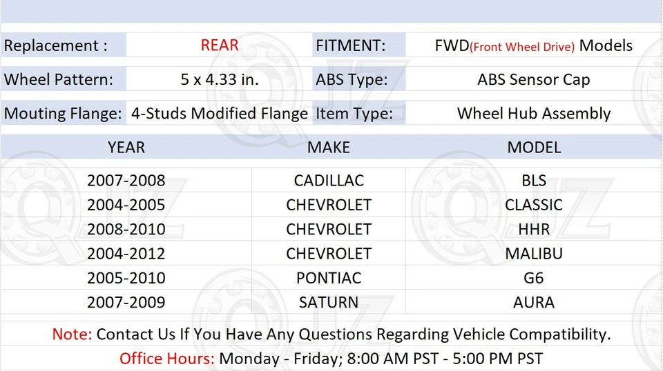 [REAR(Qty.1pc)] Wheel Hub For 2007-2008 Cadillac BLS FWD Model w/ 4-Wheel-ABS - Изображение 2 из 4