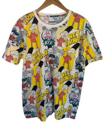 Nickelodeon Mens Sz Large Hey Arnold Comic Strip Short Sleeved T-Shirt NWOT