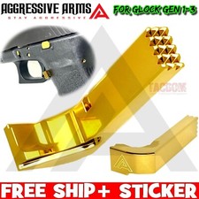 AGGRESSIVE ARMS SHINY GOLD EXTENDED Magazine Catch RELEASE GL0CK GEN 3 19 17 22
