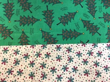 Fabric Christmas Snowflakes Christmas Trees Red Green Seasonal Holiday 2 Pcs