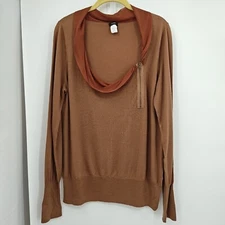 J Crew Sweater Tunic Womens Size XL Brown Merino Wool Long Sleeve Scoop Neck