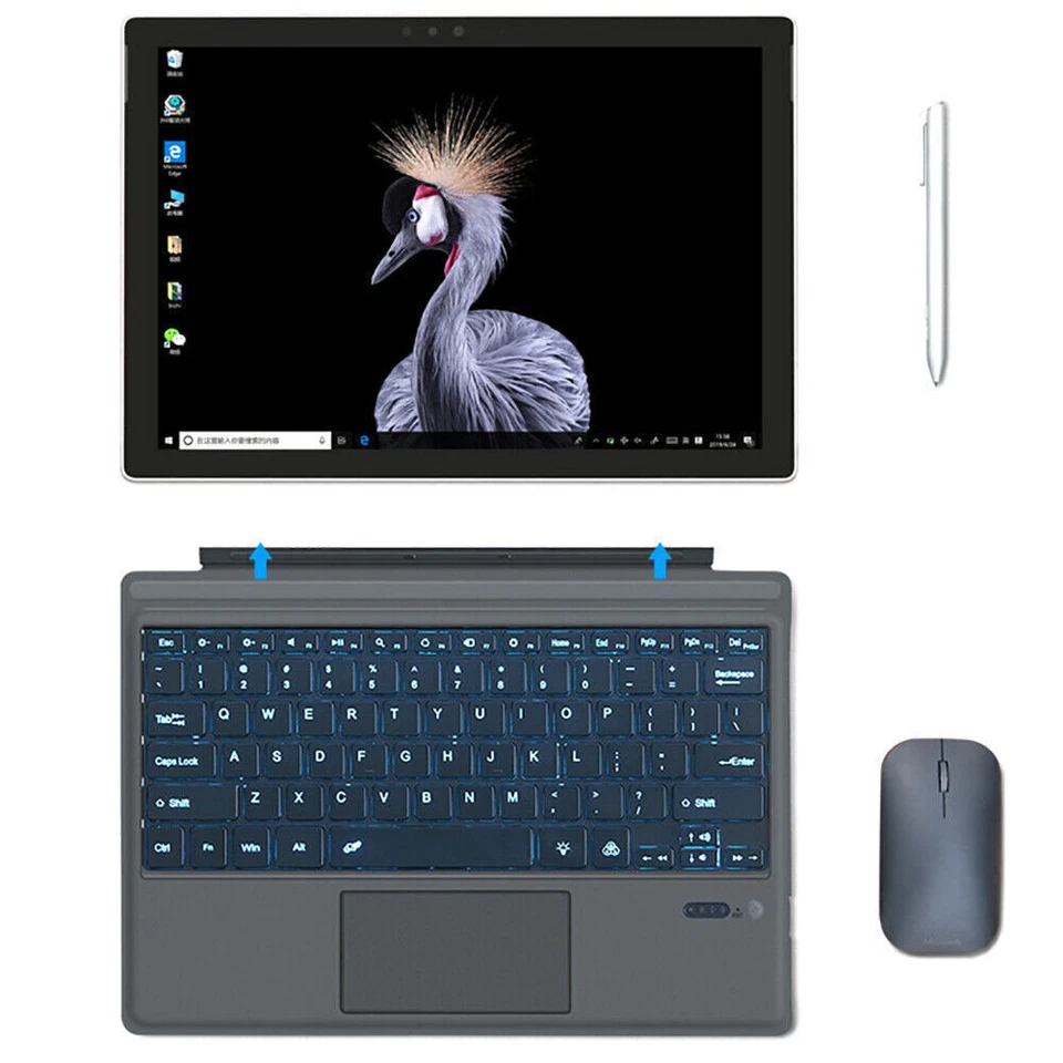 Backlit  Keyboard Type Cover Trackpad for Microsoft Surface Pro 7/6/5/4/3 AU - Image 2 of 4