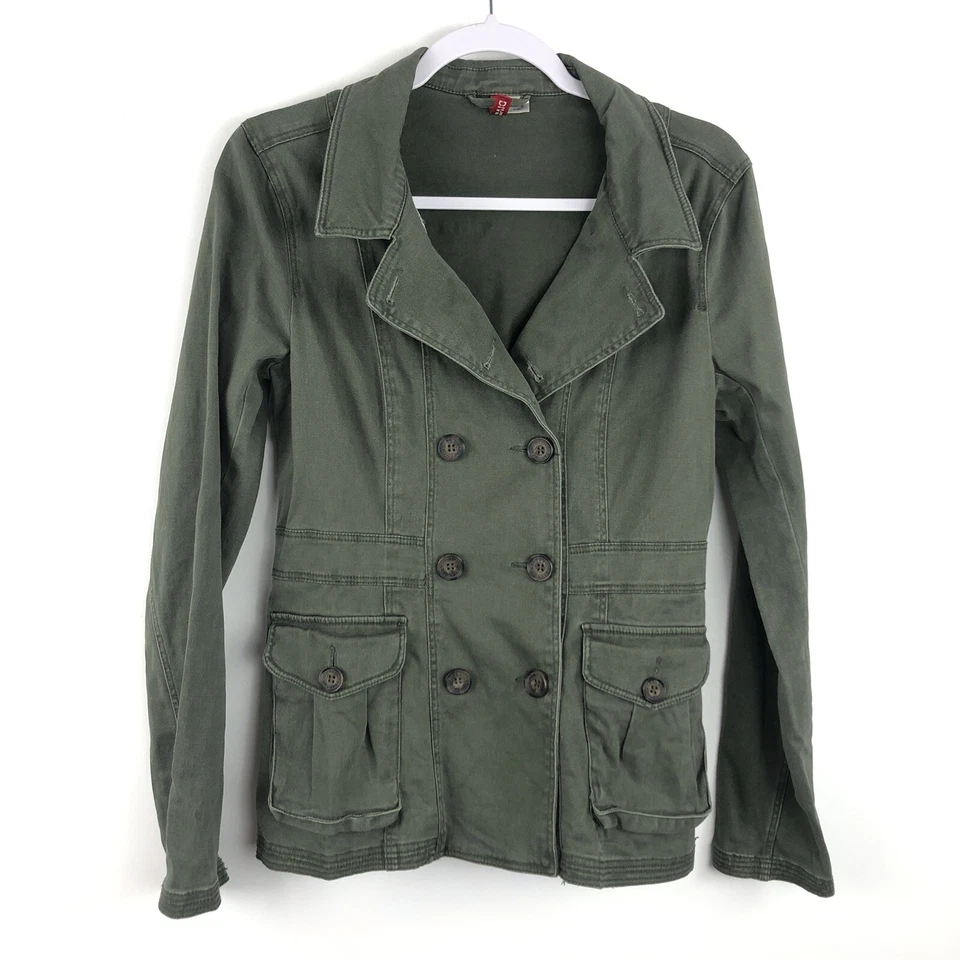 Chaqueta Blazer HM h&m Dividida Para Mujer Mediana Utilitaria Militar Ejército Verde Oliva AQ Foto 2 de 4
