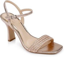 New Jewel Badgley Mischka Heddia Woven Vamp Sandals Strappy Gold Size 6 M