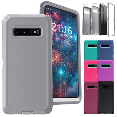 For Samsung Galaxy S10/S10 Plus/S10e Heavy Duty Rubber Case Hybrid Phone Cover