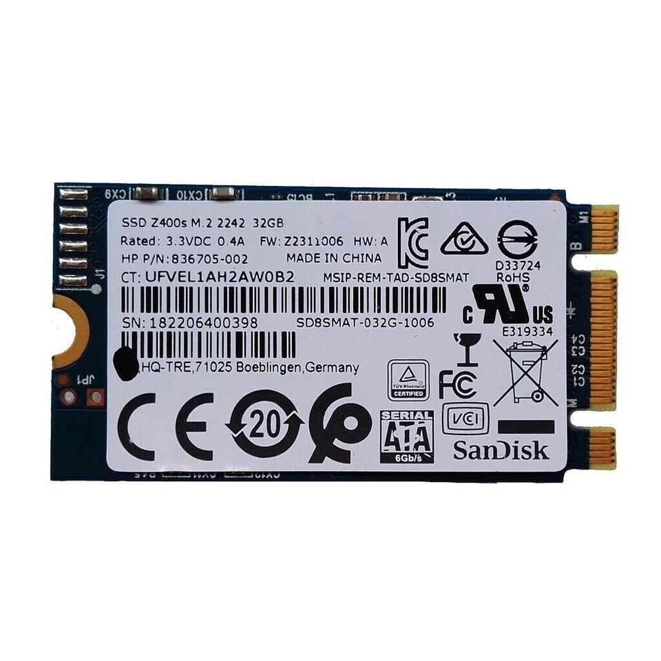 SanDisk 32GB Z400s 42mm 2242 M.2 SATA 3.2 6Gb/s OEM SSD SD8SMAT-032G-1006 - Image 2 of 4