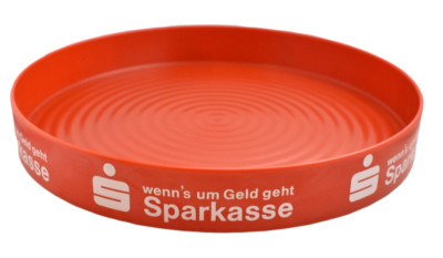 Sparkasse Serviertablett rot Gläser Gastro Servier Kellner Bar ca 28cm