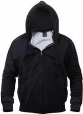 Men’s Navy Blue Thermal Lined Full Zip Hoodie Heavyweight Hooded Sweatshirt Zip