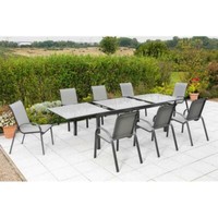 Merxx GartenmöBel Amalfi Set 9Tlg. 8 Stapelsessel + 1 Semi-Ausziehtisch