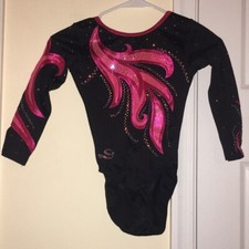 Long sleeve black  pink gymnastics leotard