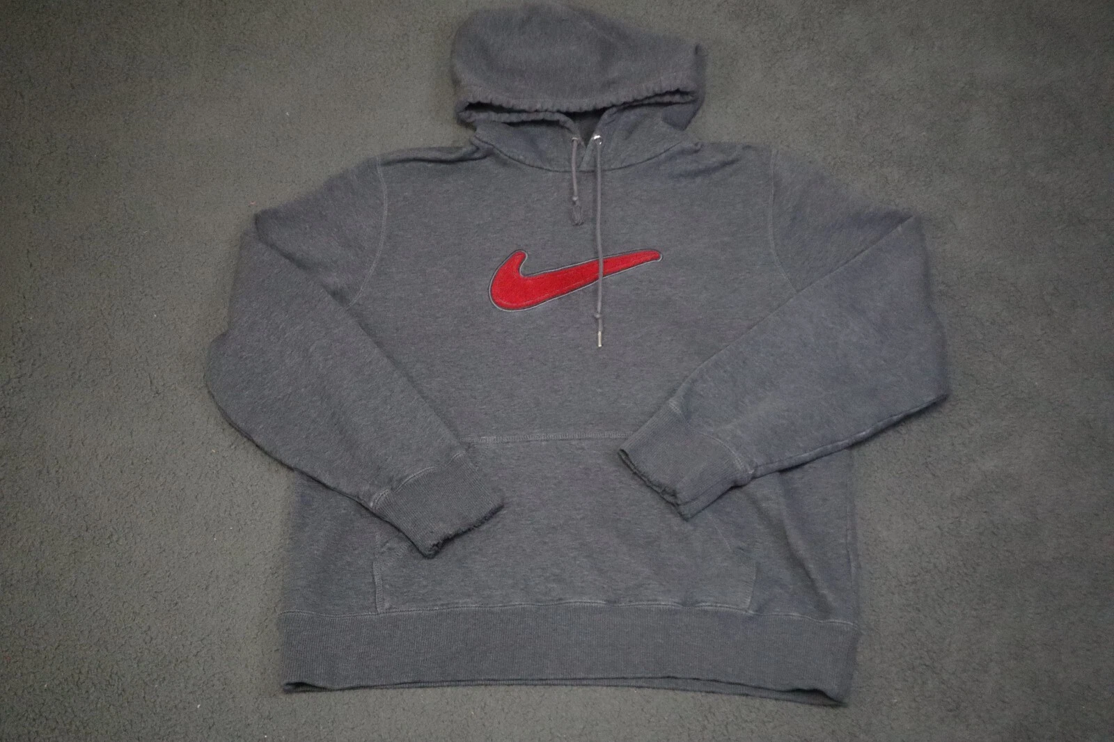 Nike Air Pullover Hoodie Mens L Gray Center Swoosh Logo Long Sleeve Ribbed Hem