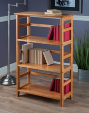 Solid Wood 3-Shelf Bookcase Home Office Study Library Display Organizer Brown