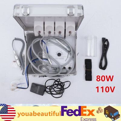 110v 80w Portable Weak Suction Dental Mobile Delivery Unit Rolling Box + Bottle
