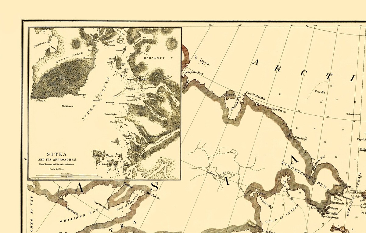 Historic State Map - Alaska - USSC 1867 - 23 x 36.36