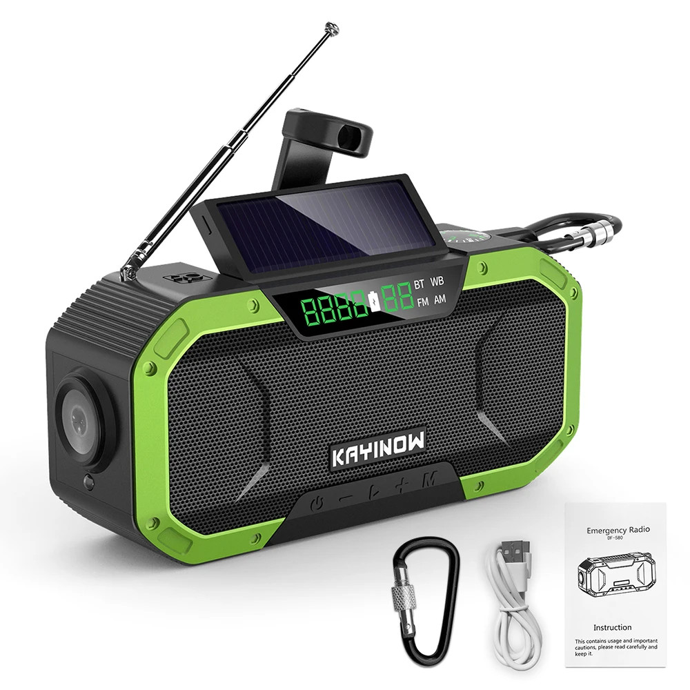 Radio de survie solaire 5000mAh portable à manivelle TrekCompact pour camping et randonnée