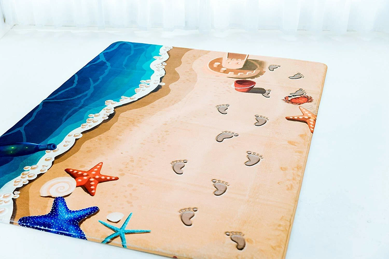 Cloudyfocus Baby Crawling Mat 6.5' x 5' Beach 3D Nursery Play Rug Non Slip